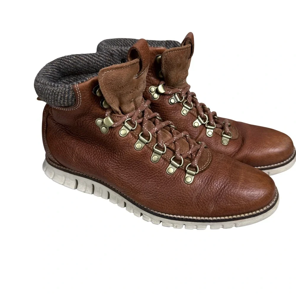 Cole Haan Zerogrand Hiker Boots Mens 8.5 Brown Leather Tweed C27840